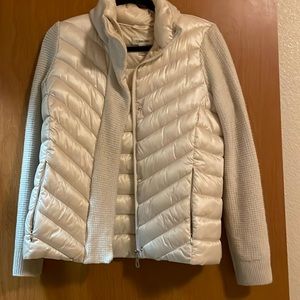 Calvin clein puffer coat with gold clasps and accents